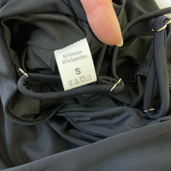 Black One Piece Cross Back Tie Waist Swimsuit Size Small - Picture 5 of 5